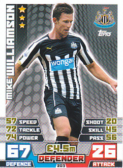 Mike Williamson Newcastle United 2014/15 Topps Match Attax #203